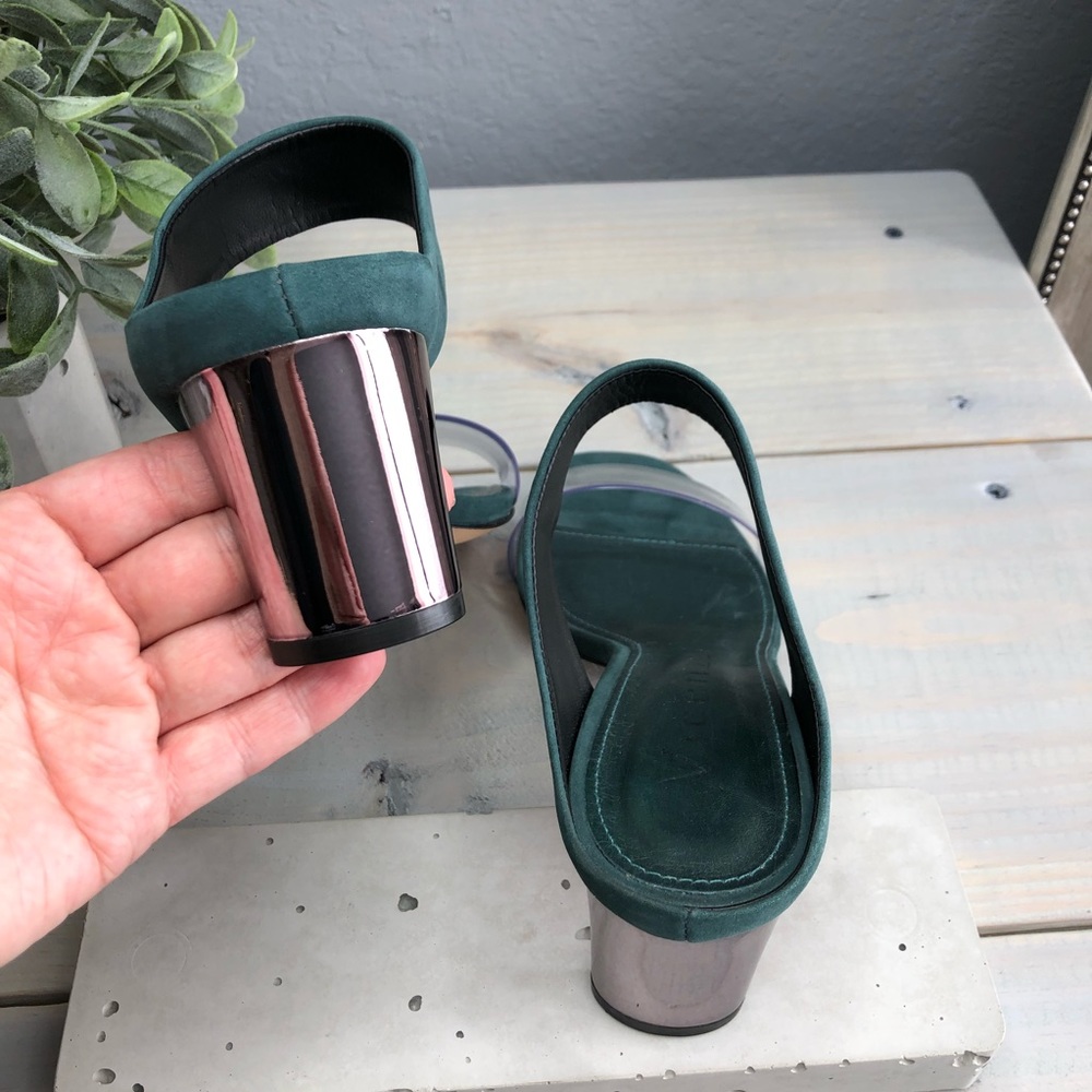 Anthropologie Vicenza Caracas Green Slip On Heels - Picture 4 of 5